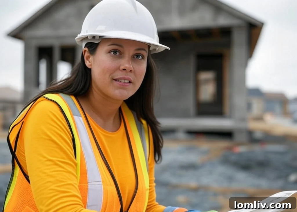 A concrete contractor discussing plans with a homeowner, emphasizing expert consultation.