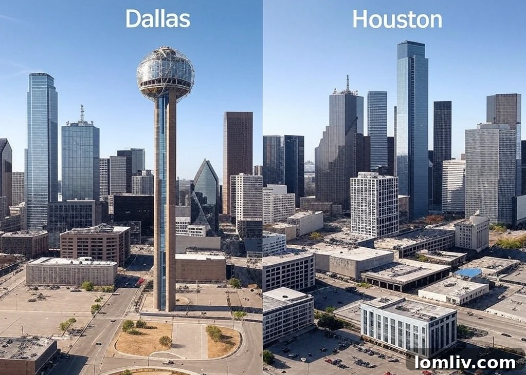Dallas or Houston: Where to Find Your Ideal Urban-Suburban Life 4 Dallas and Houston city comparison graphics
