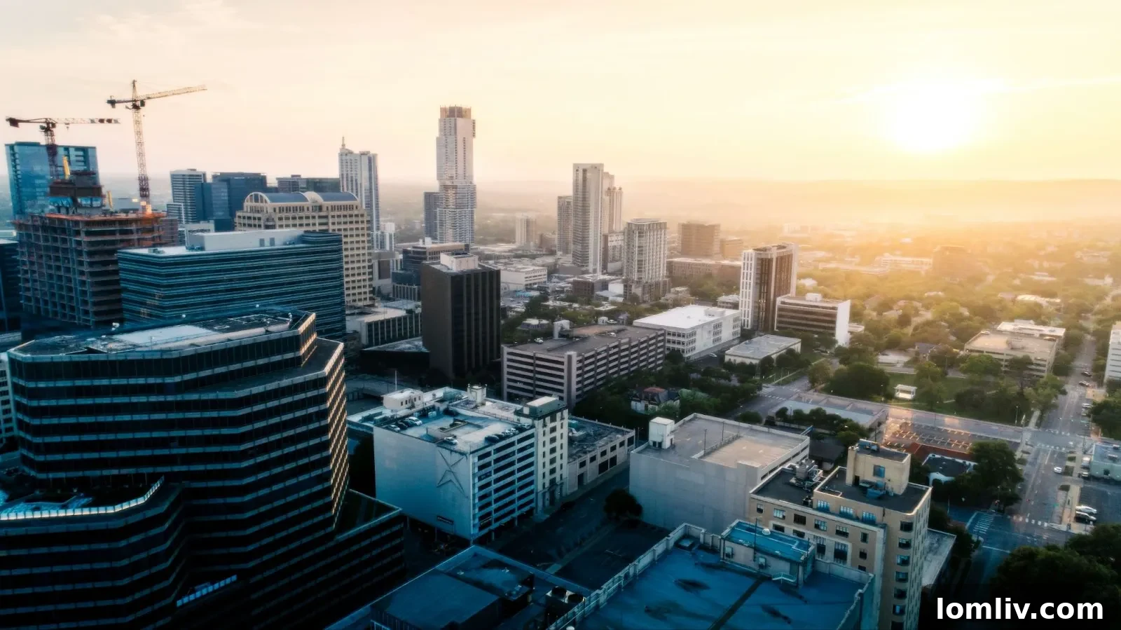 A panoramic view of a modern urban landscape in Texas, highlighting potential real estate investment areas.