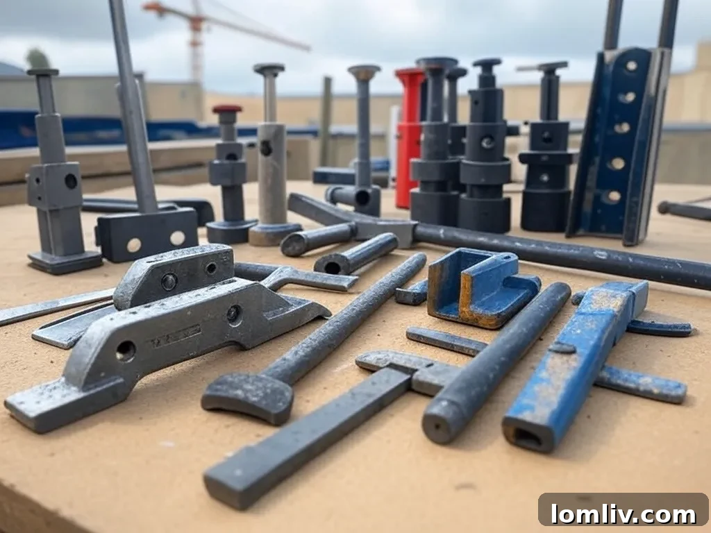 Specialized equipment for concrete lifting, including polyurethane injection system.
