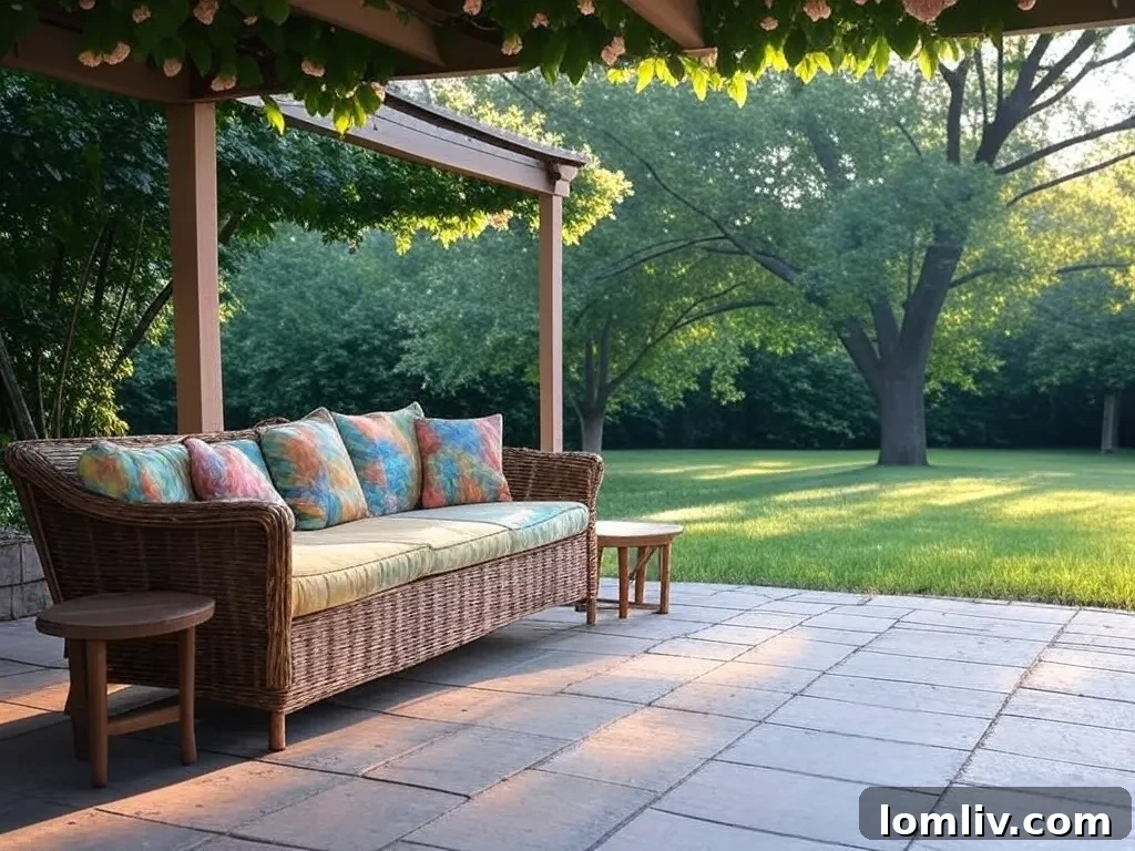 Building Your Love Nest: Essential Features for Newlywed Homes 5 a cozy outdoor patio with seating and plants