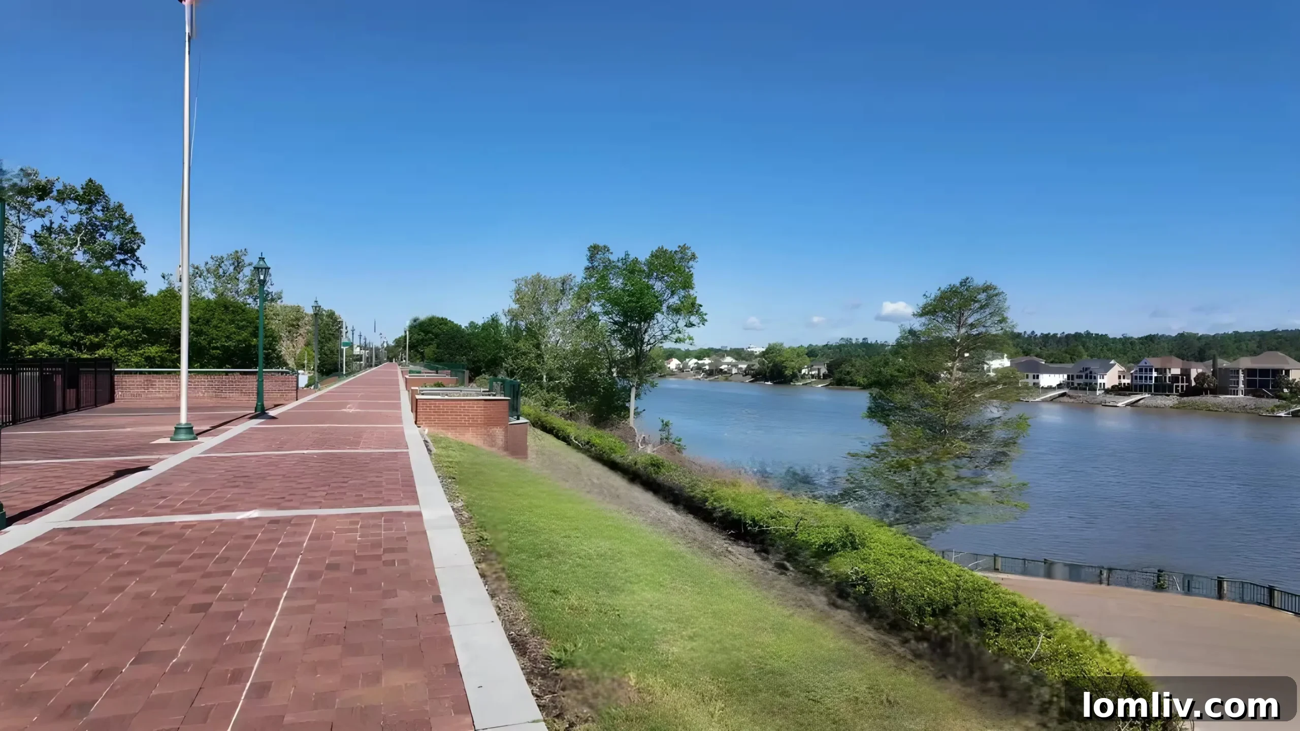 Scenic view of Augusta Riverwalk on a sunny day