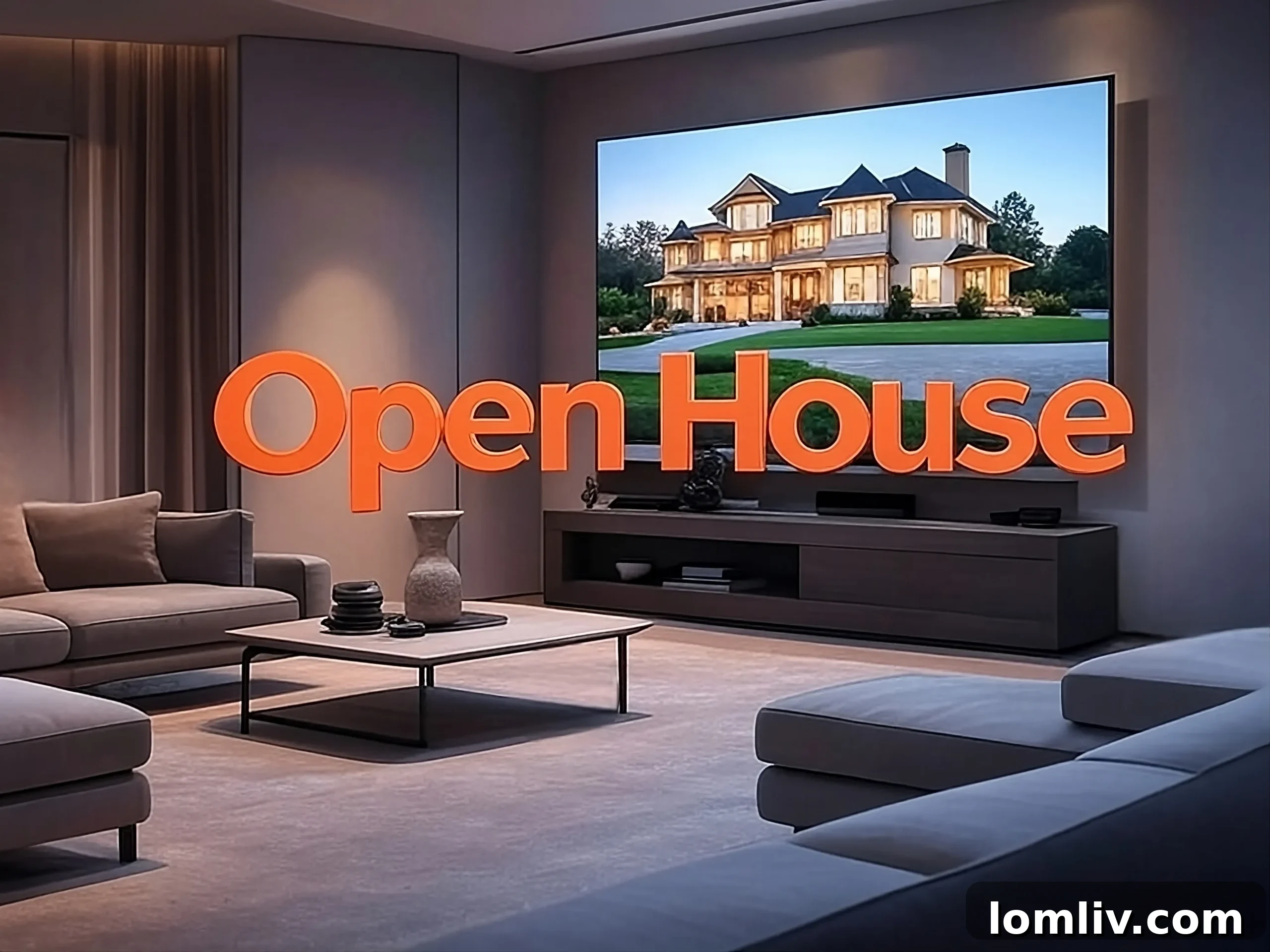 The TV Effect How Shows Shape Homebuyers Open House Fantasies 2 A beautifully staged living room with modern furniture, lush plants, and natural light, ready for a home showing.