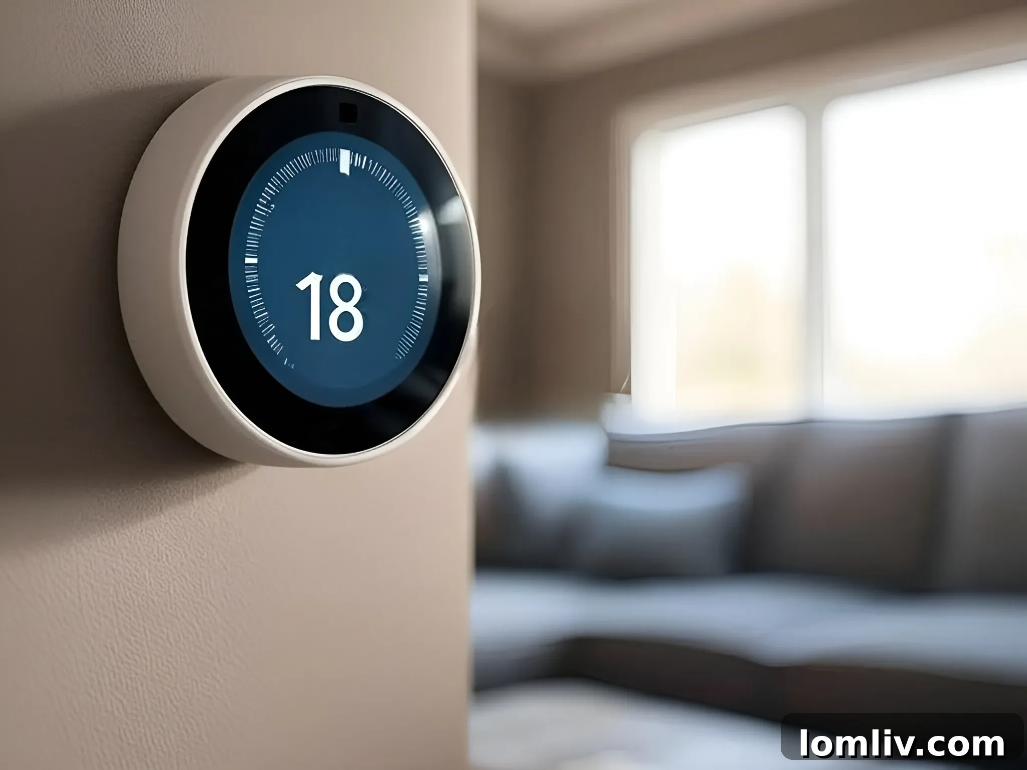 Smart thermostat displaying temperature and energy usage data