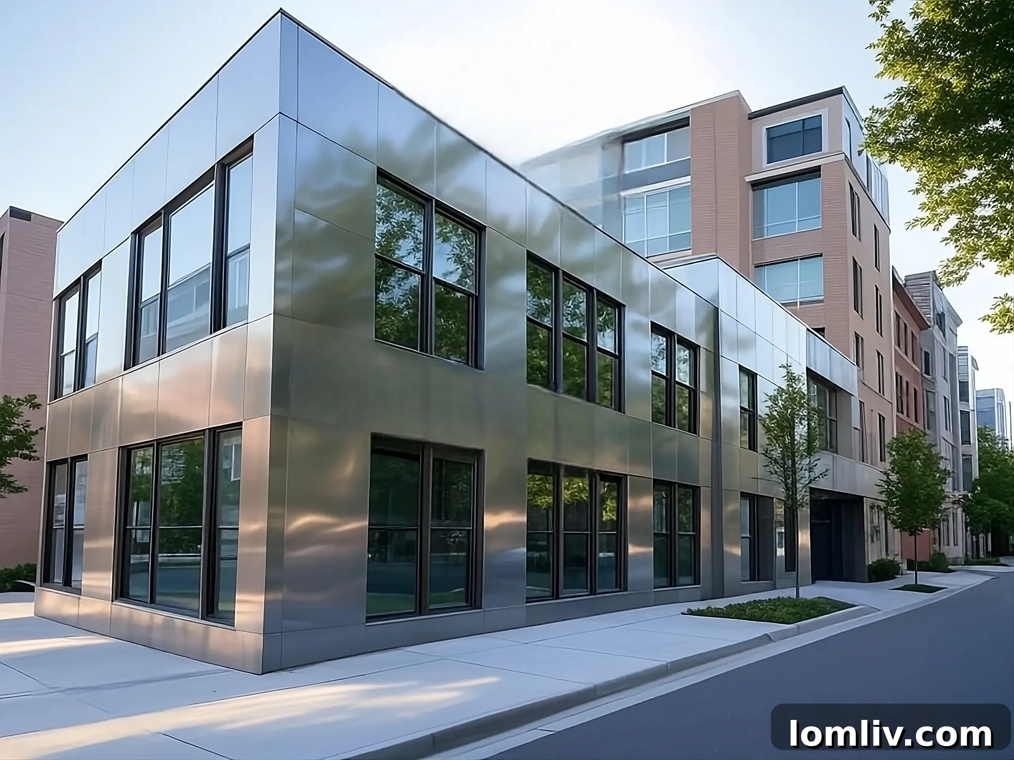 A family relaxing in a bright, modern steel home, emphasizing comfort and low-maintenance living.