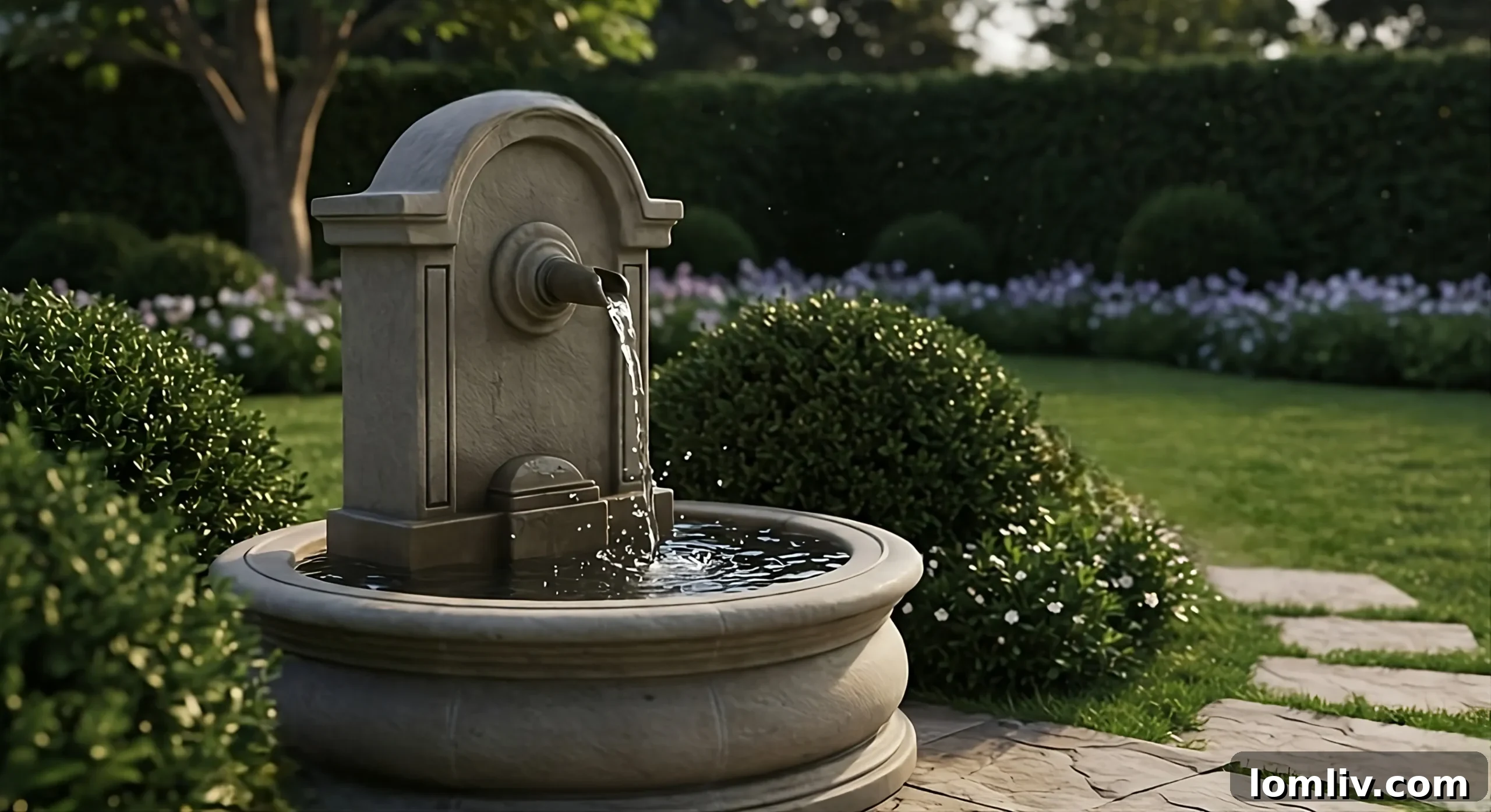 Home featuring integrated natural elements and water feature