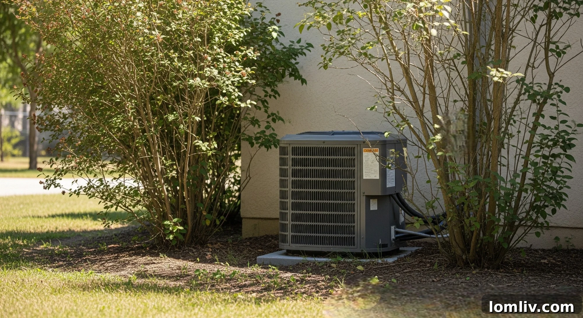 Beyond Curb Appeal: Why Dallas's Top Realtors Perfect the AC Before Any Showing 3 An outdoor AC unit, blending into a well-maintained garden with subtle landscaping.
