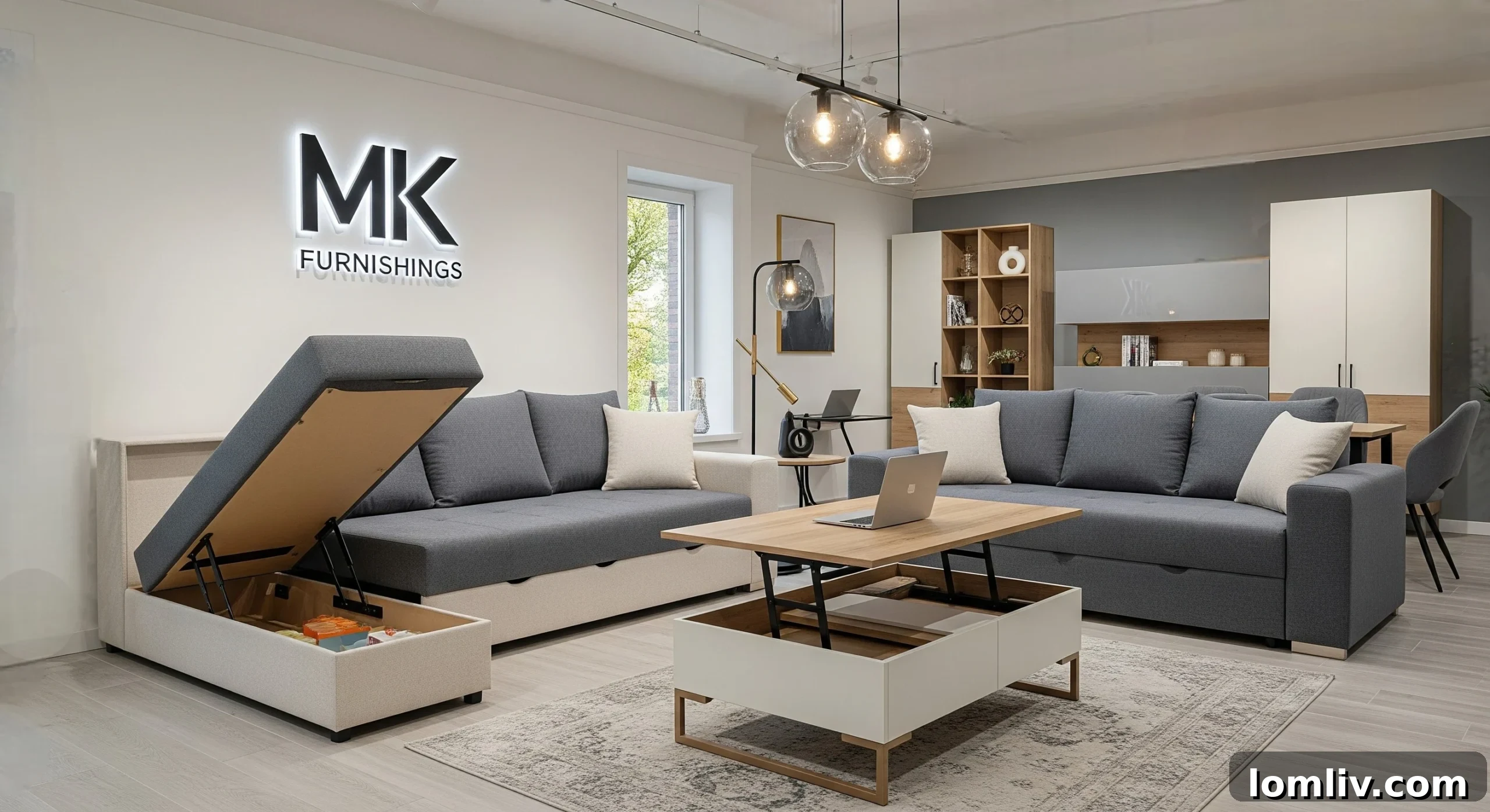 Settling In Style: Furniture Trends for Young Families' First Homes 3 Compact living room with a modular sofa and smart storage solutions