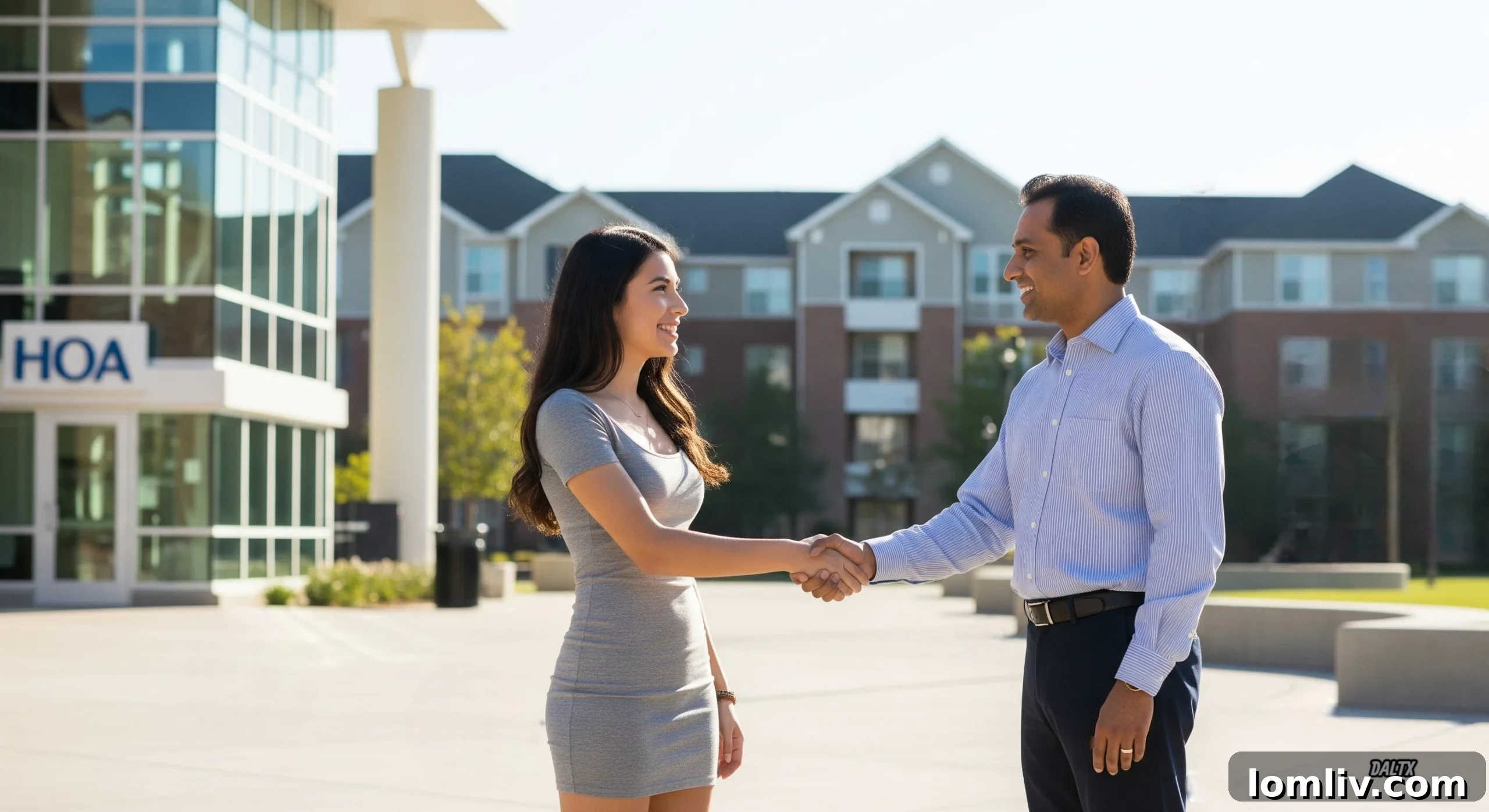A landlord and tenant discussing paperwork