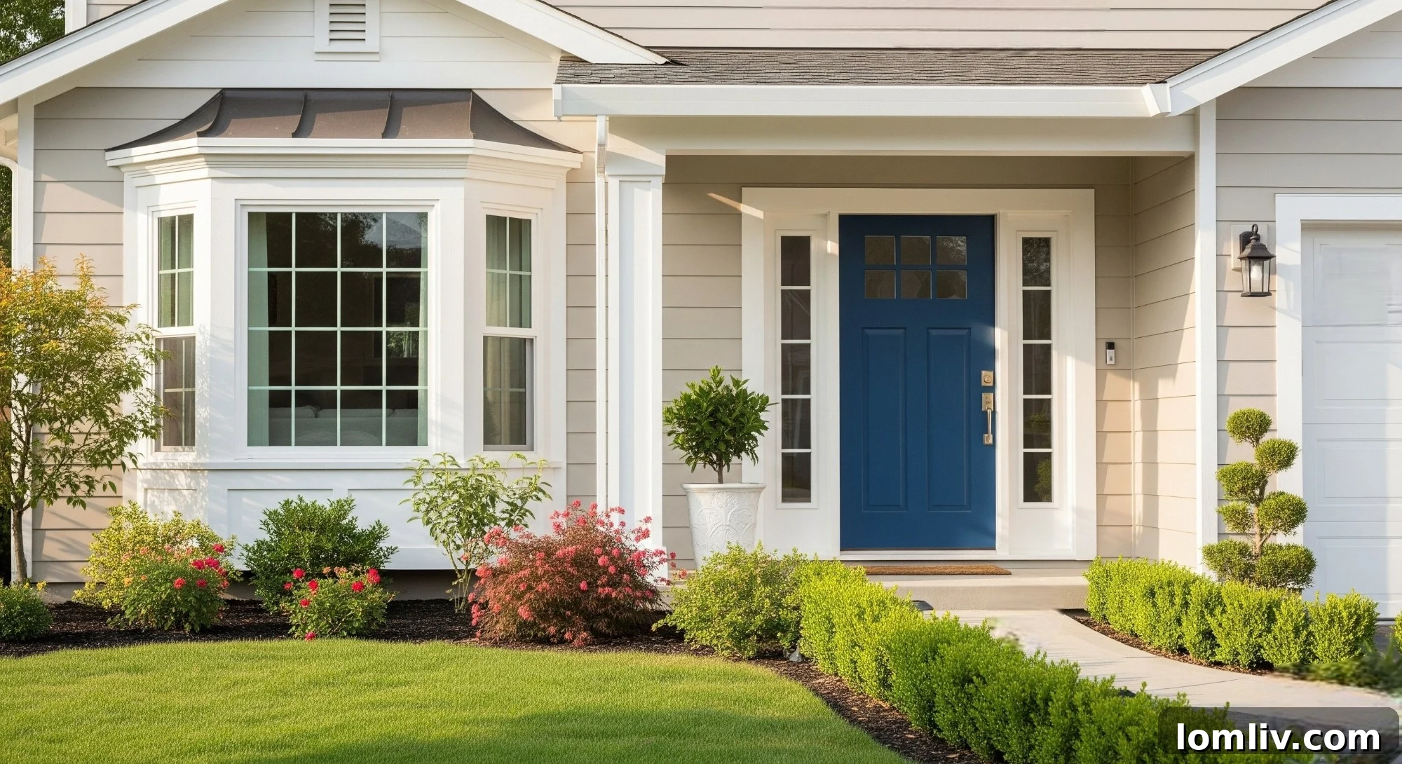 Efficient Exterior Transformations for Busy Homeowners 2 A modern house exterior featuring a well-maintained lawn, clear pathways, and contemporary design elements, ideal for illustrating exterior home upgrades.