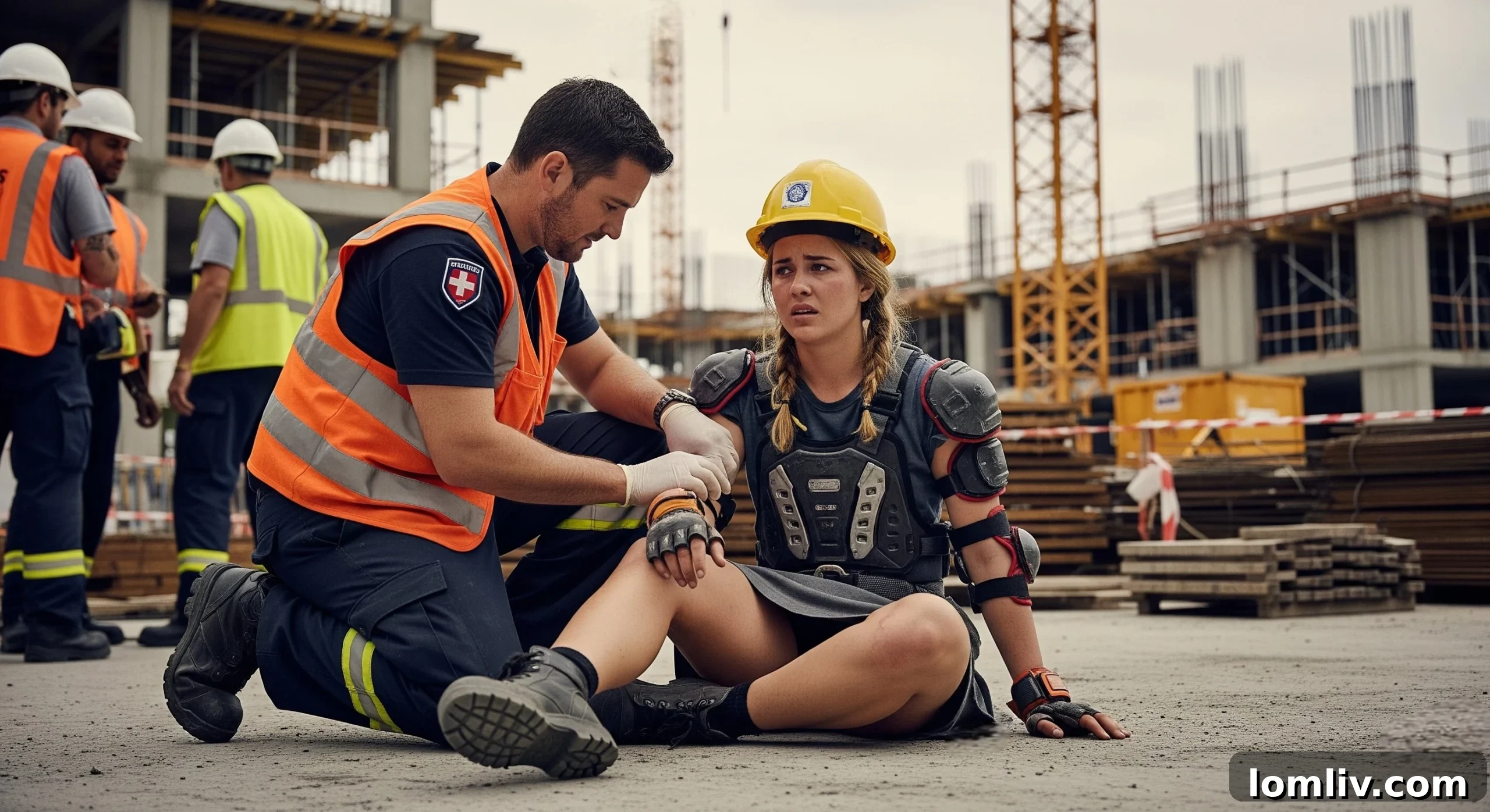 Emergency response at a construction accident scene