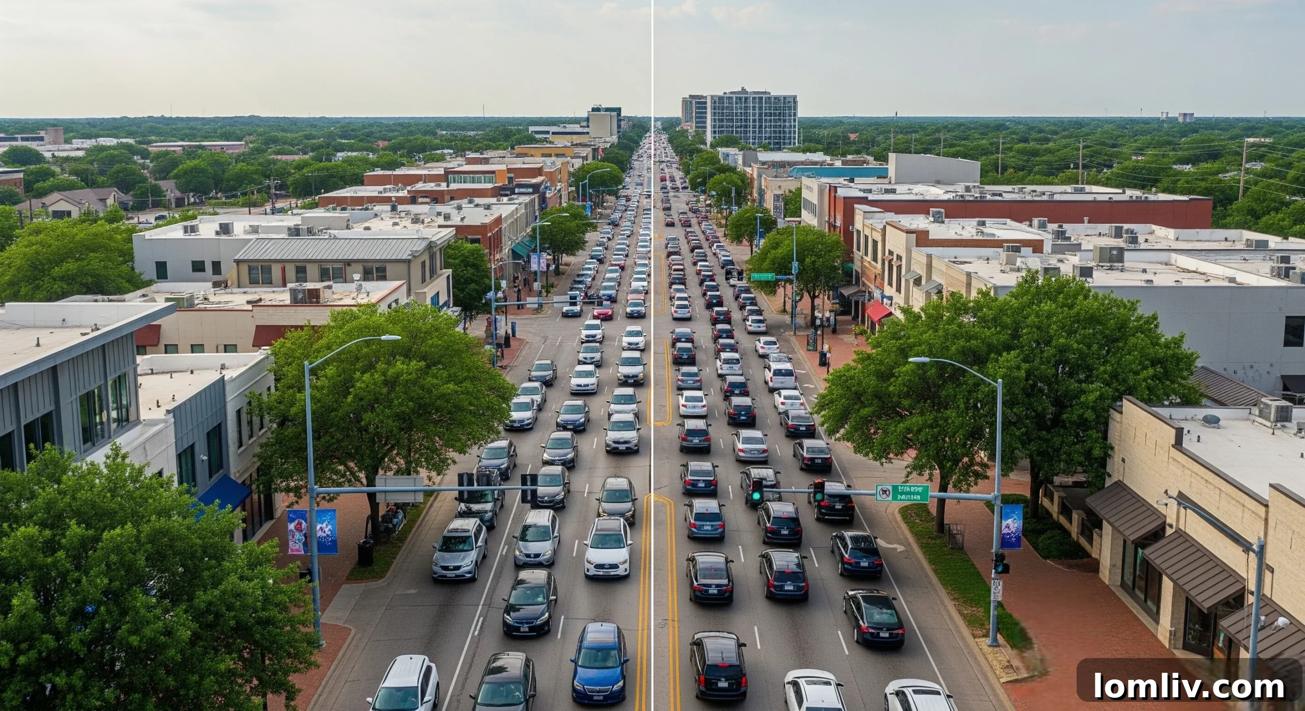 A quiet residential street, prompting buyers to consider neighborhood noise at different times of day.