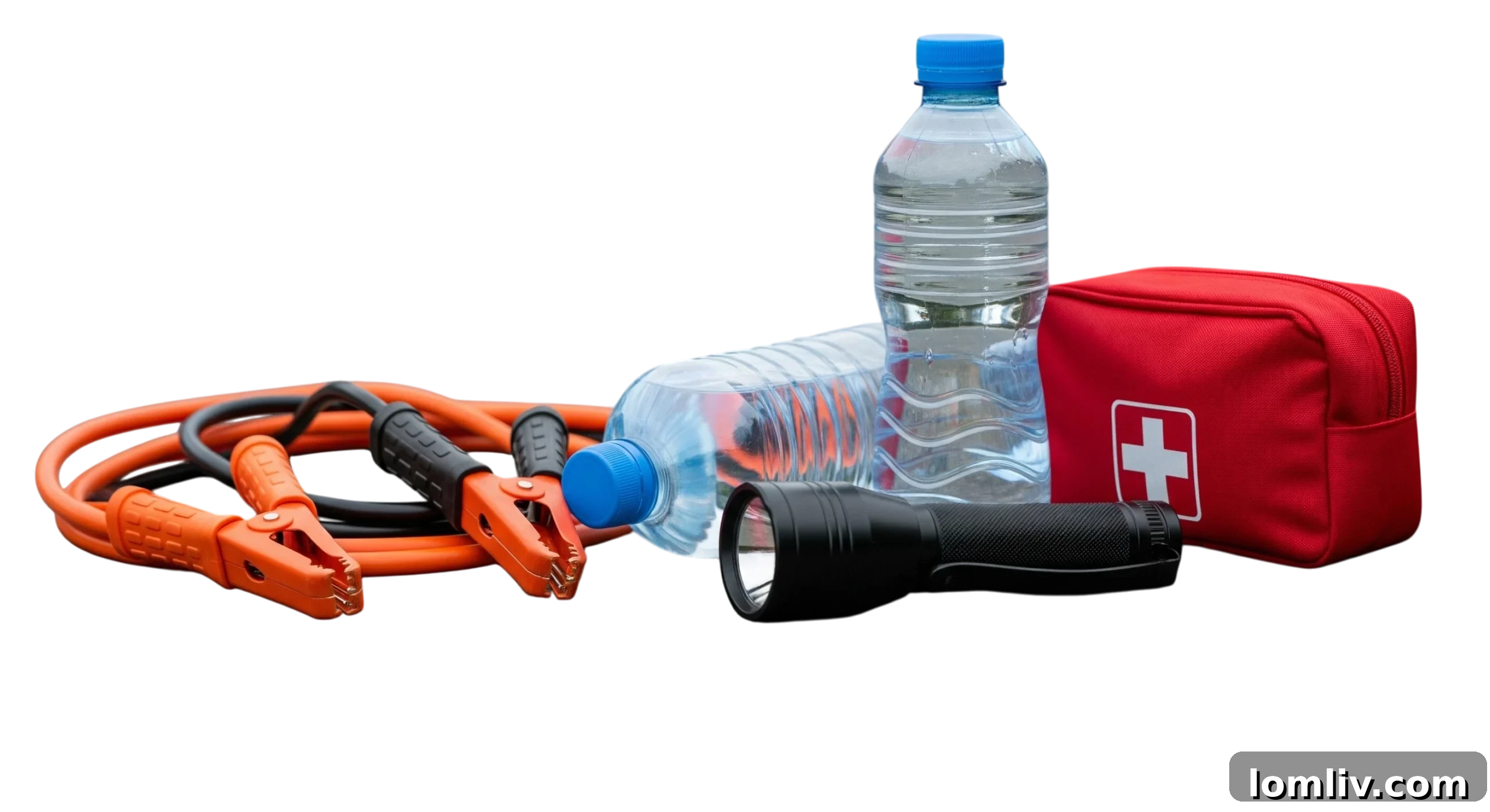 Essentials packed for a road trip