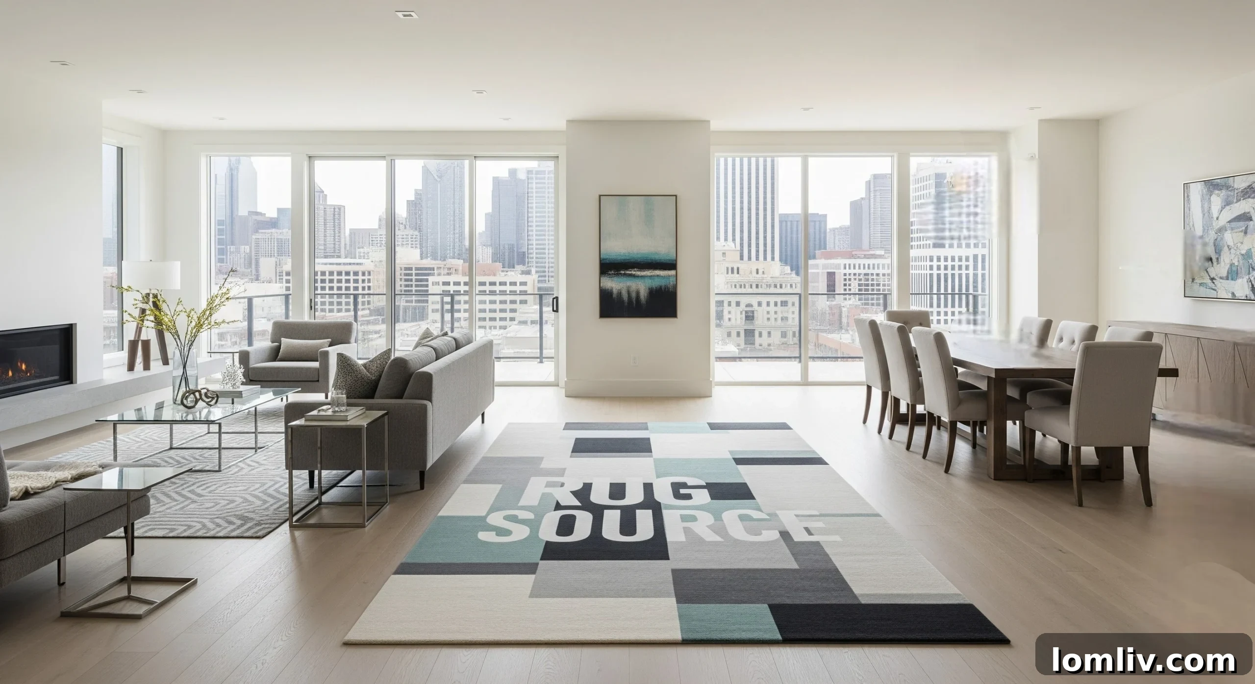 Maximize Your Dallas Home Staging with the Right Living Room Rug 2 Open-concept living room with a large area rug defining the space
