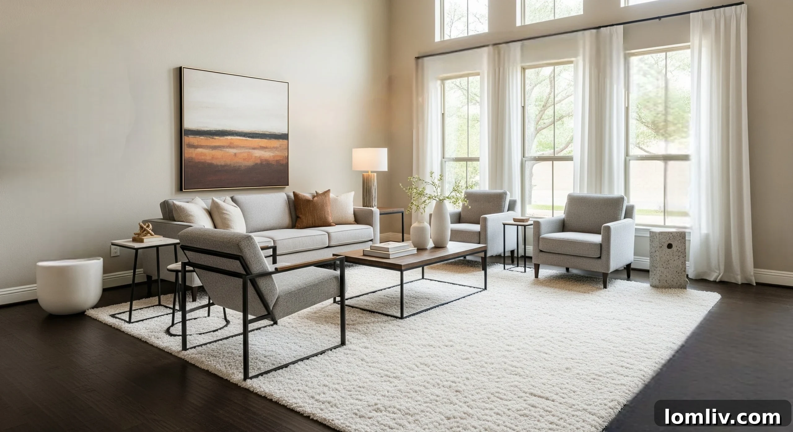 Maximize Your Dallas Home Staging with the Right Living Room Rug 5 Bright living room with a light-colored area rug reflecting light