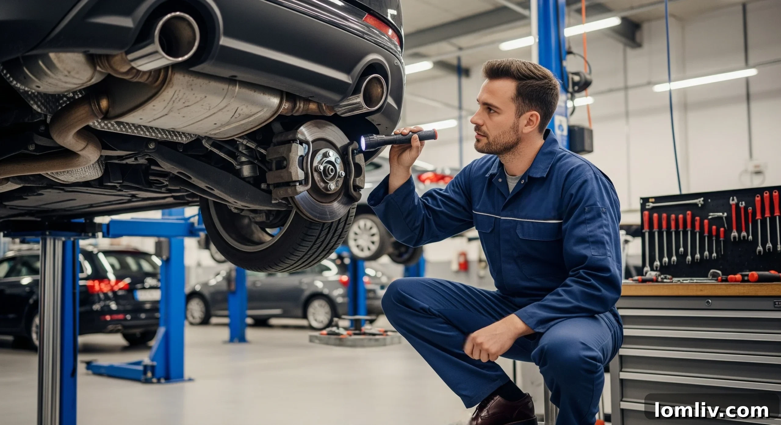 Texas Car Inspection Frequency 4 A mechanic performing a thorough safety check on a car during a Texas inspection