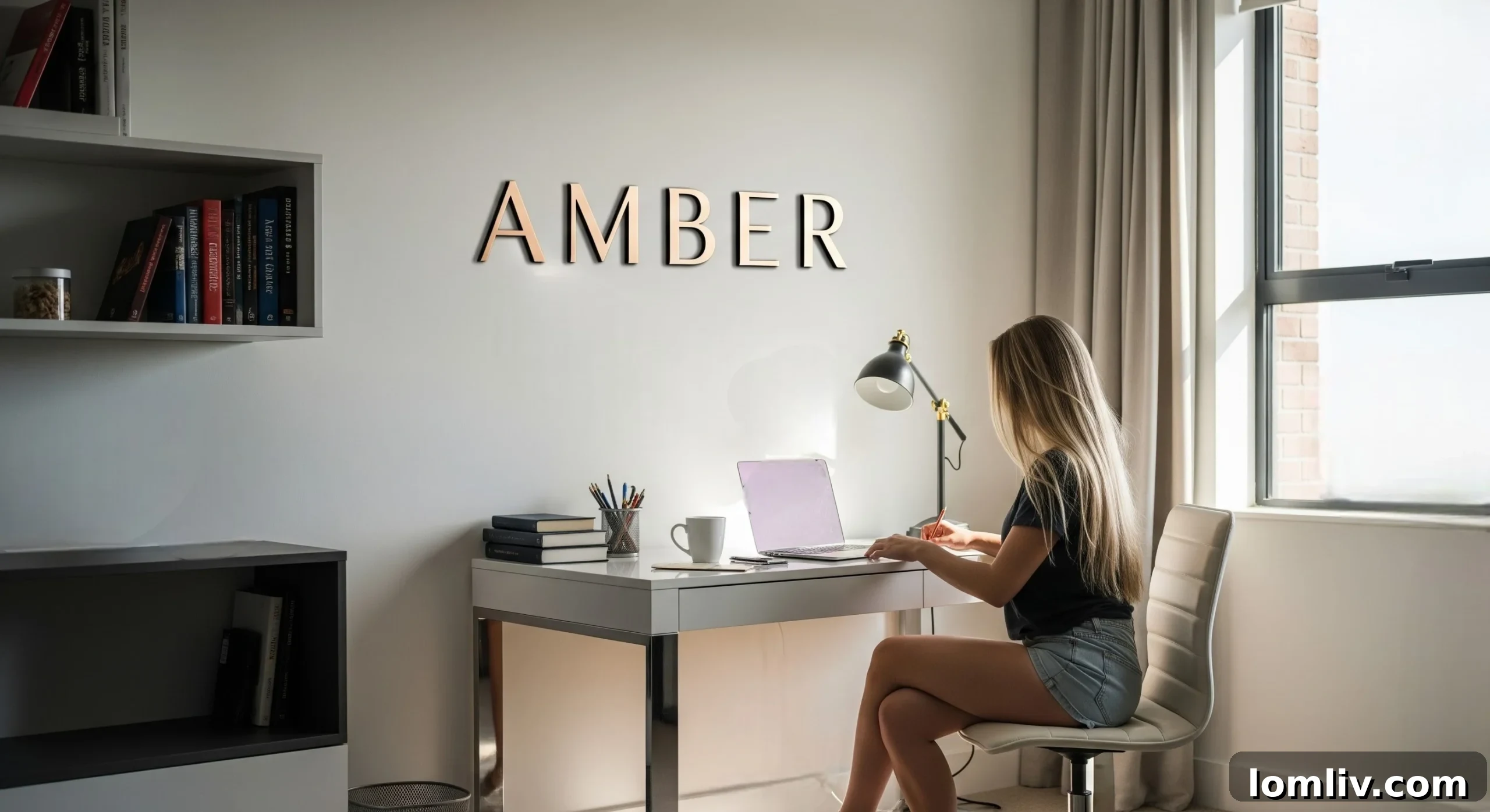 Student relaxing in a modern Dallas apartment living room