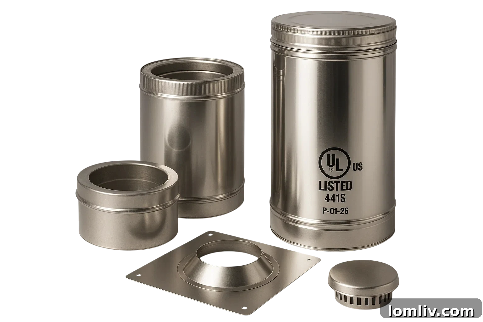A selection of high-quality stainless steel chimney pipes and components.