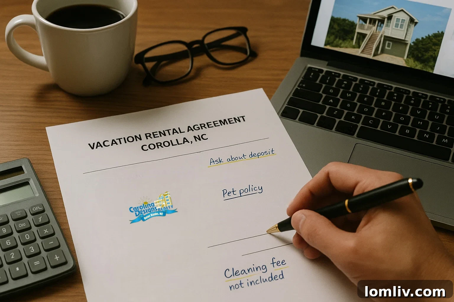 Couple reviewing vacation rental agreement