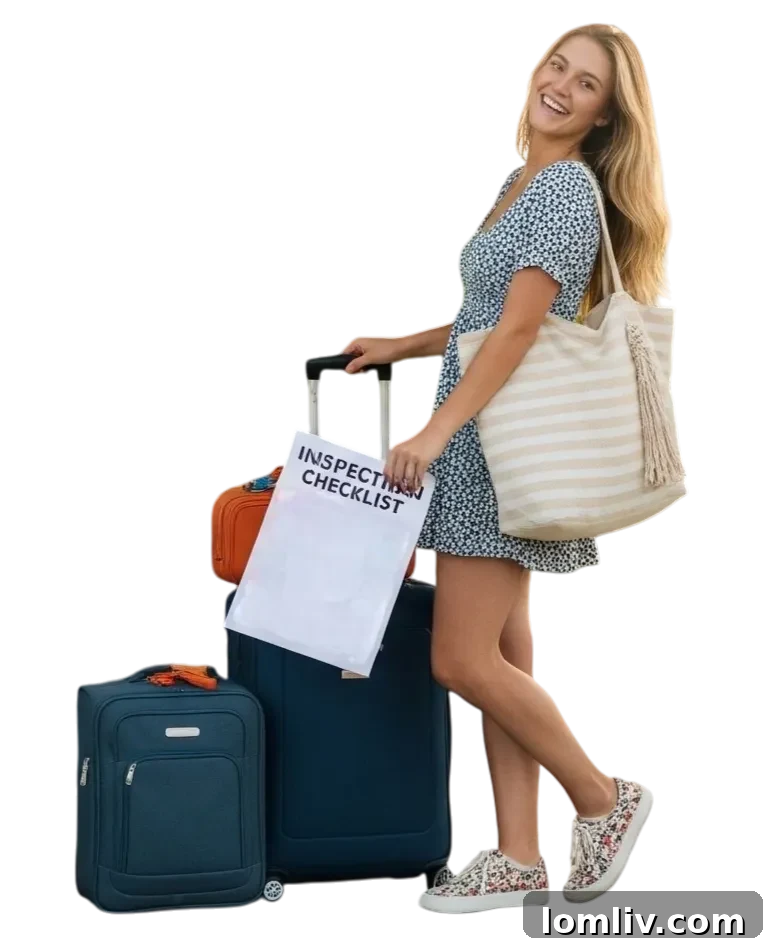 Person inspecting vacation home upon arrival