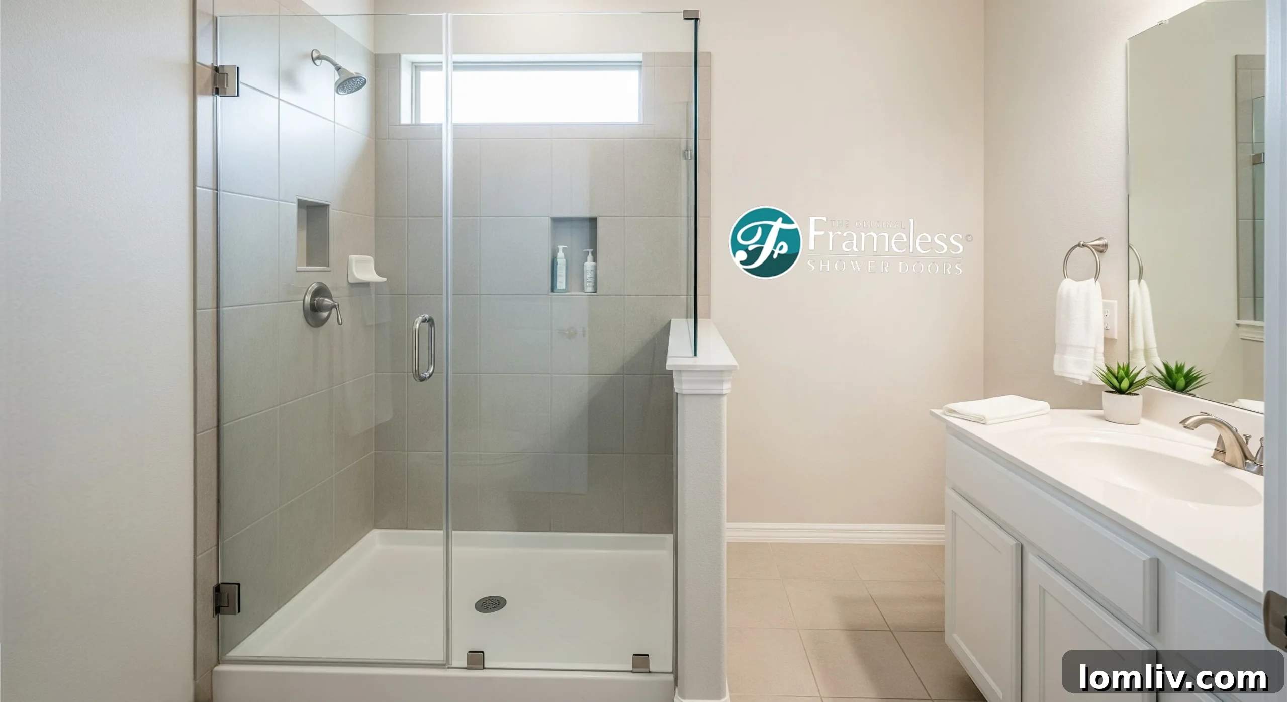 A clean, newly installed shower door with sparkling glass, illustrating the pride and satisfaction of a successful DIY project.