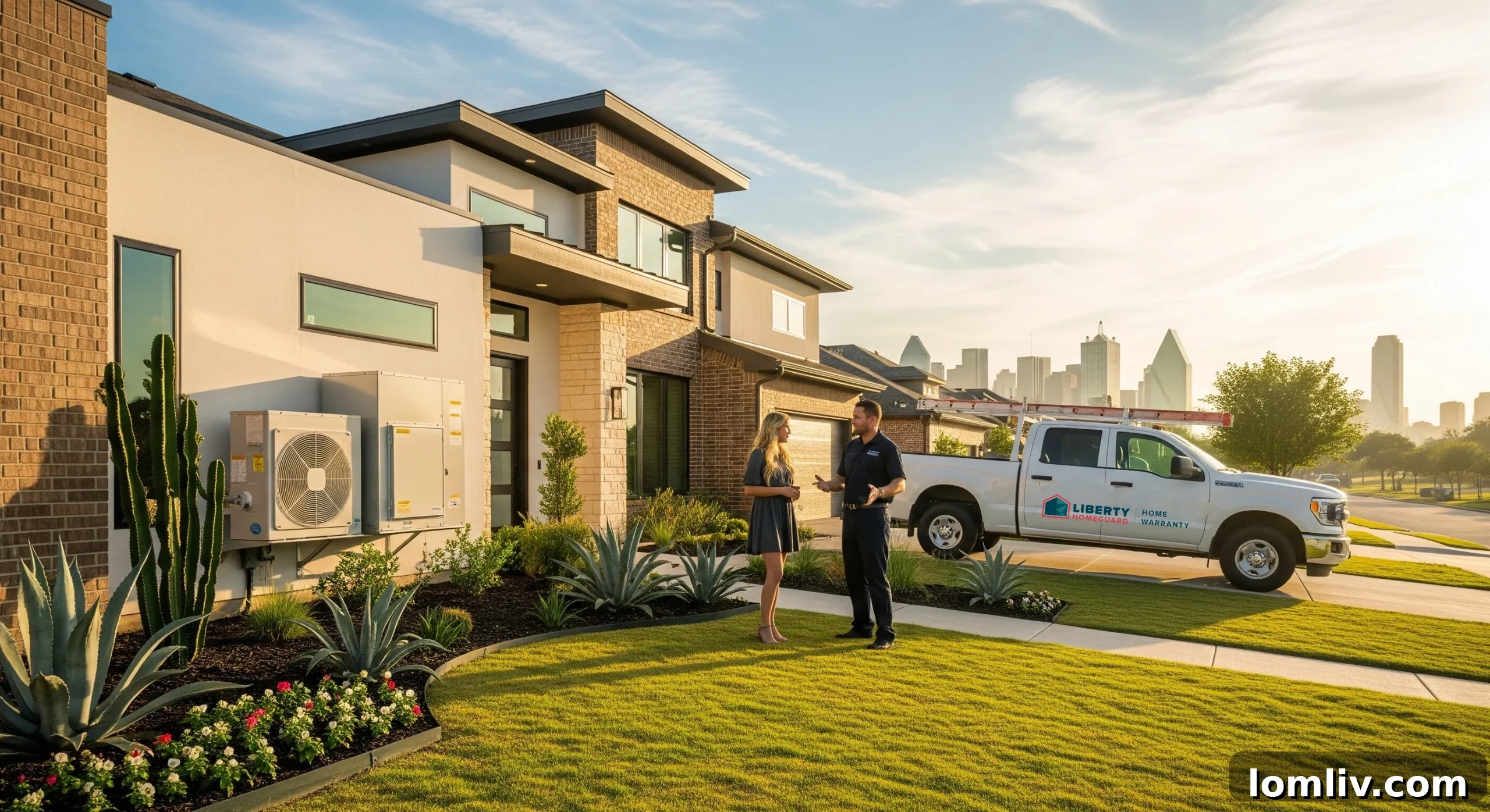 A family relaxing in their well-maintained home in Texas, symbolizing peace of mind with a home warranty.
