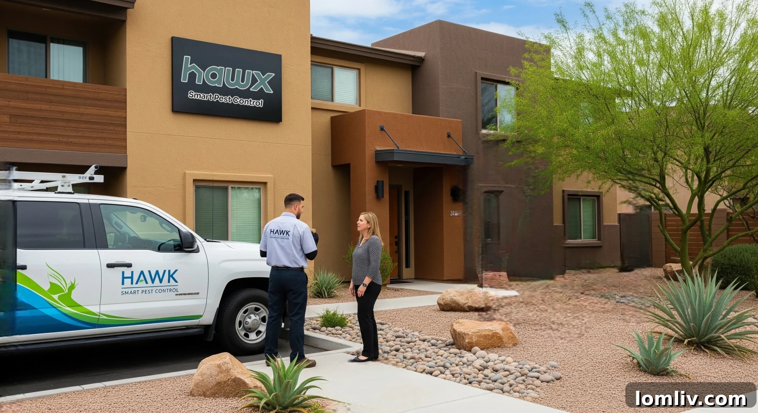 Professional pest control technician inspecting a rental property for pests in Phoenix, Arizona.