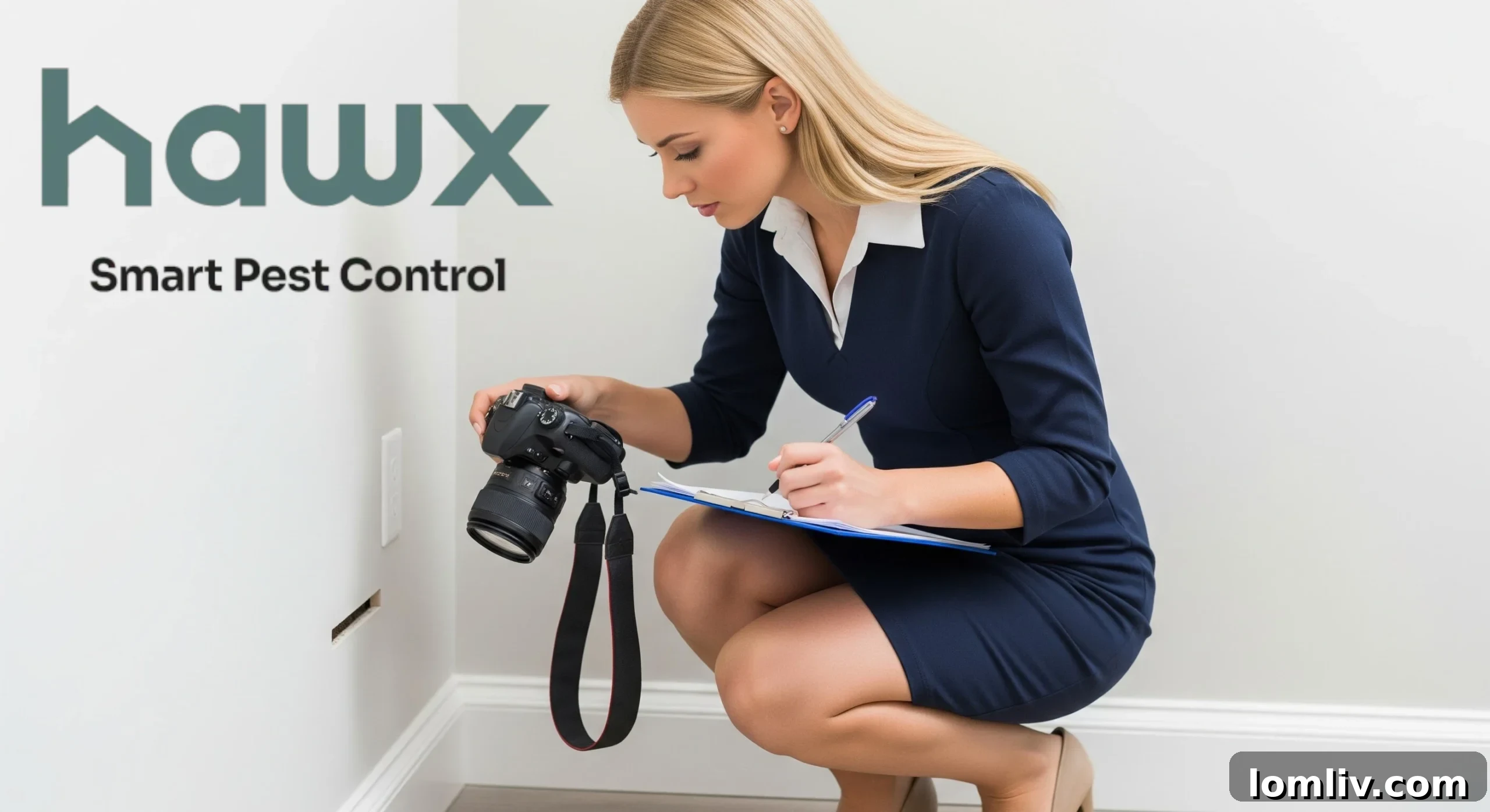 A landlord reviewing pest control notes and scheduling a follow-up with a pest control company.