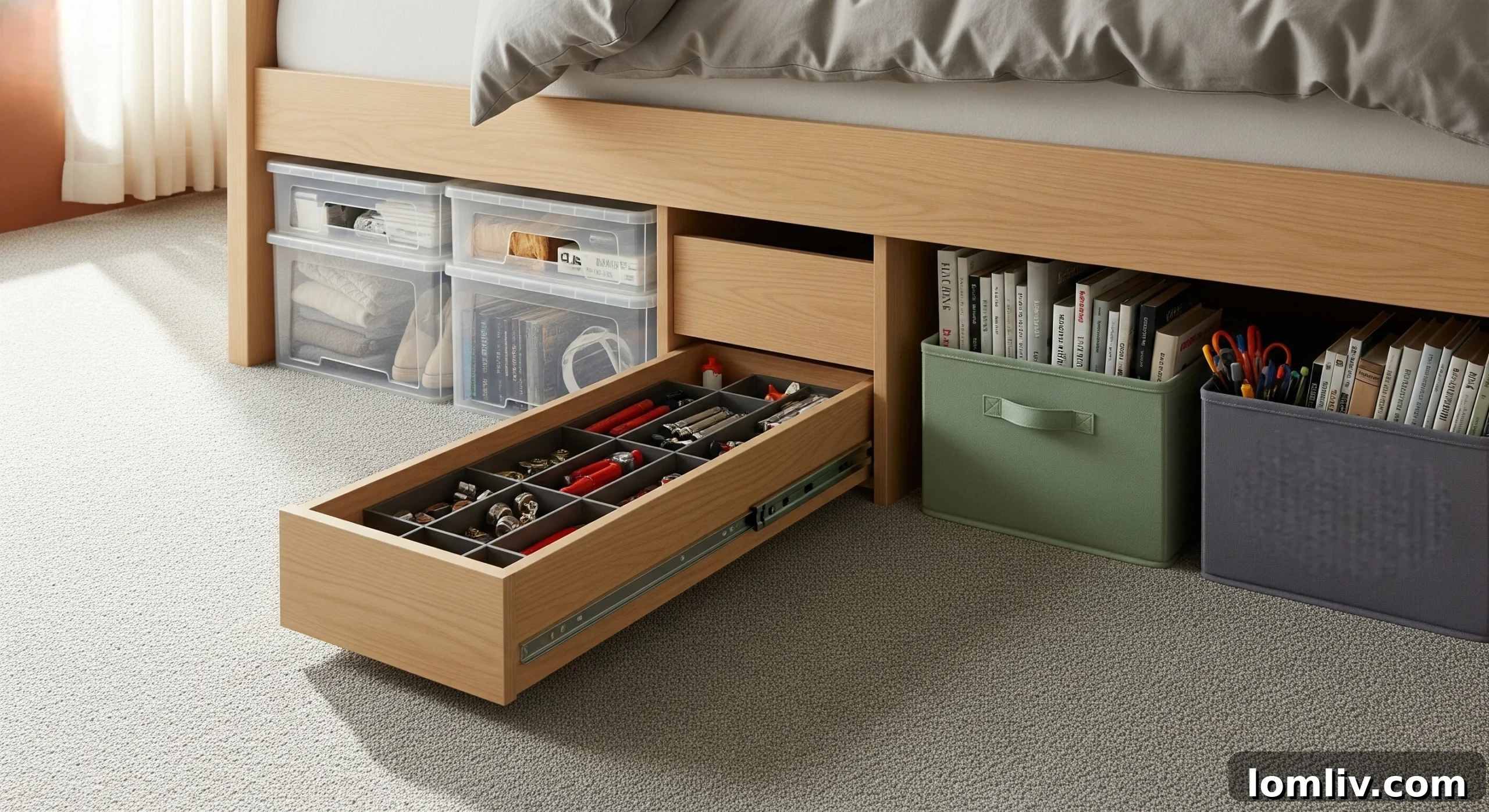 Ottoman Bed Storage Hacks: Maximize Space for Bedding, Clothes, and Beyond 4 Organized craft supplies in an ottoman bed