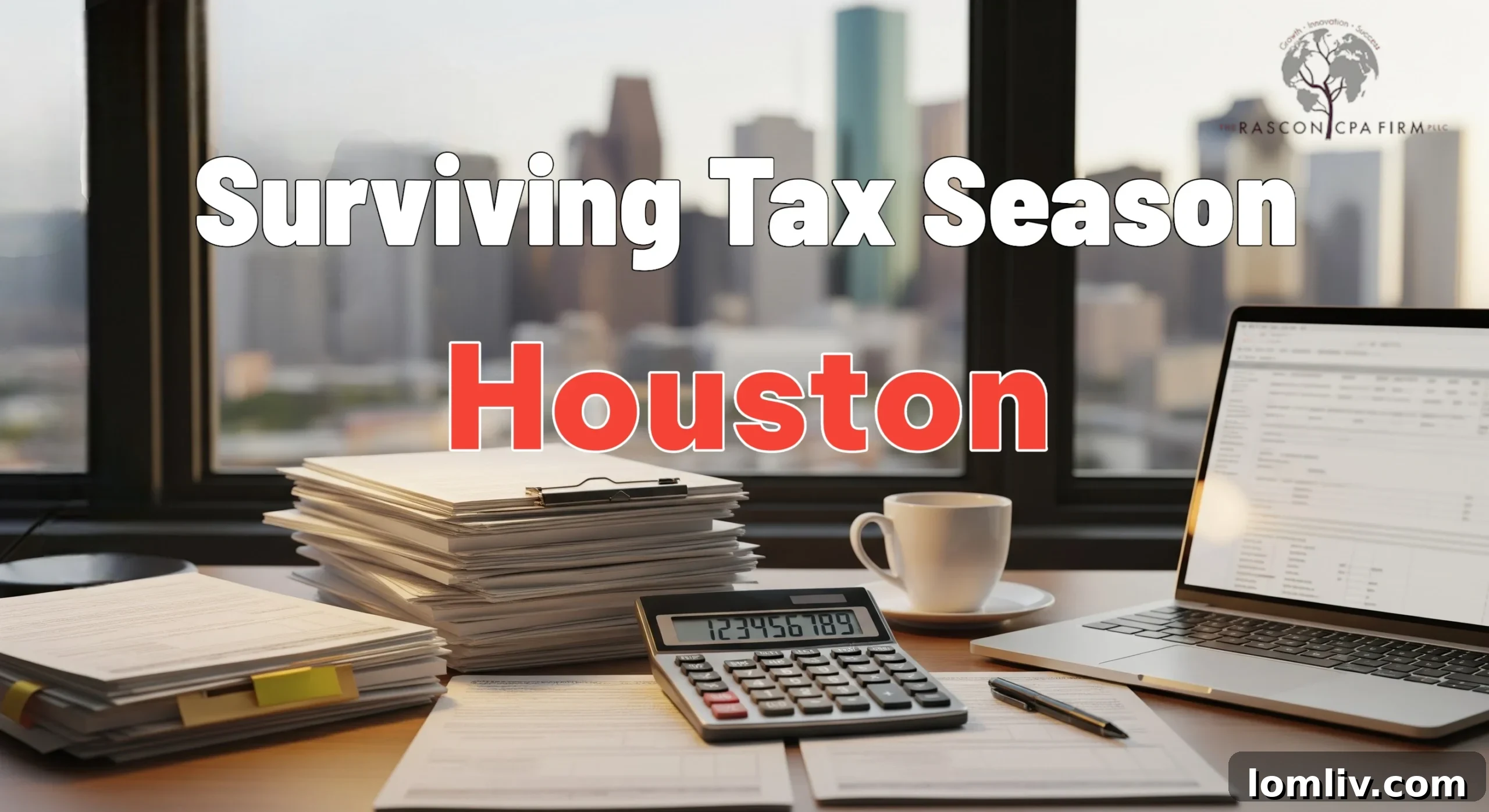 Houston skyline with financial district buildings, symbolizing tax season and financial planning