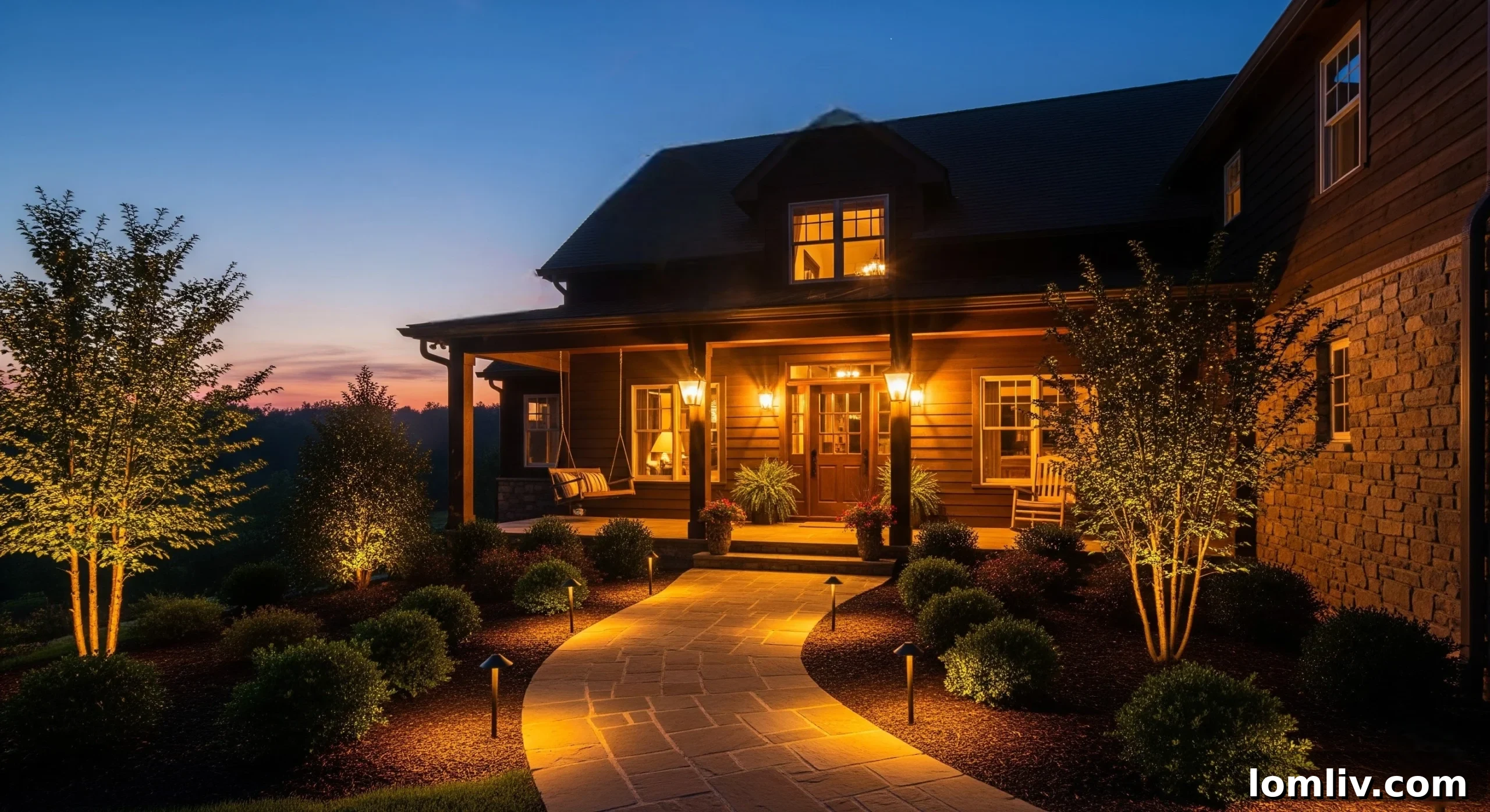 Elevate Your Home: The 2026 Outdoor Lighting Playbook 2 Inviting home exterior illuminated by thoughtfully designed outdoor lighting