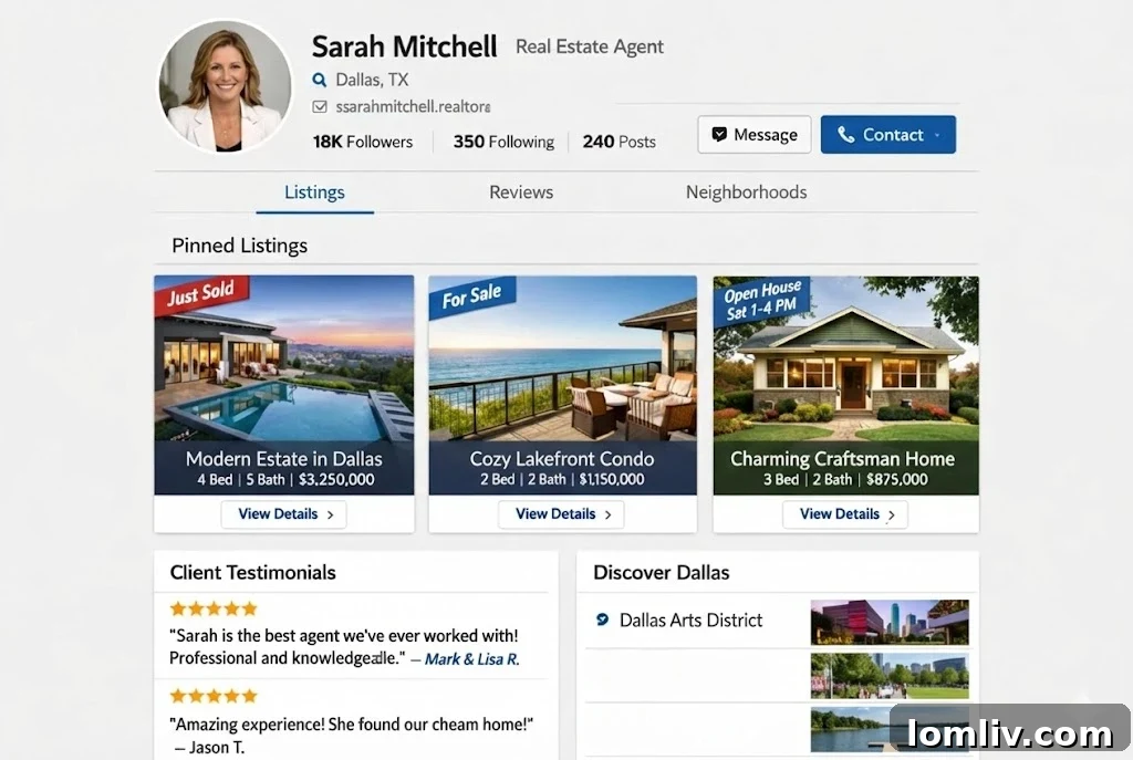 Real estate agent working on social media profile