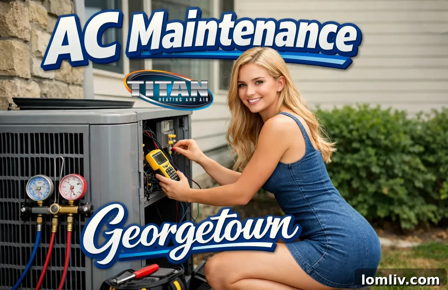 Air conditioning unit being serviced by a technician, emphasizing AC maintenance in Georgetown, KY