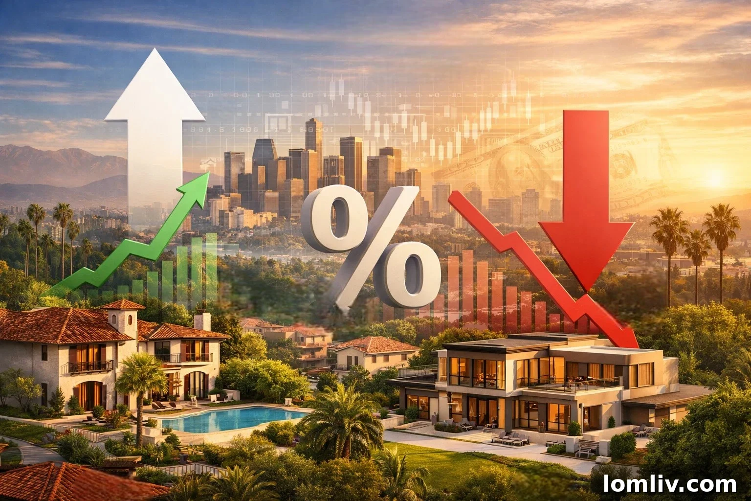 Decoding California Real Estate: Interest Rates and Your Investment Outlook 2 A visual representation of interest rates influencing real estate