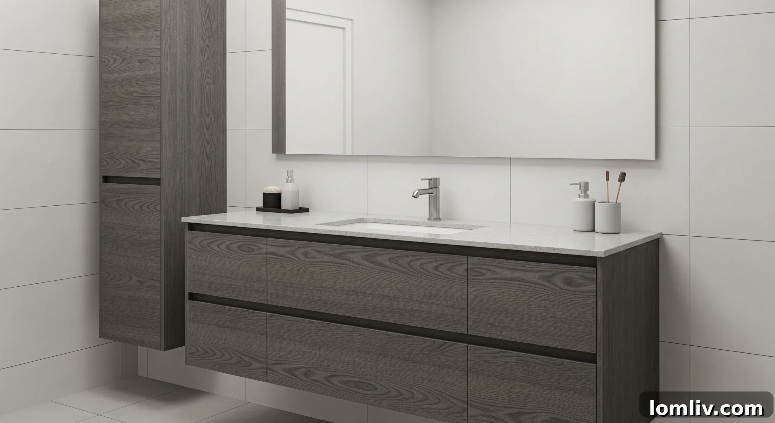Bathroom vanity made of moisture-resistant materials