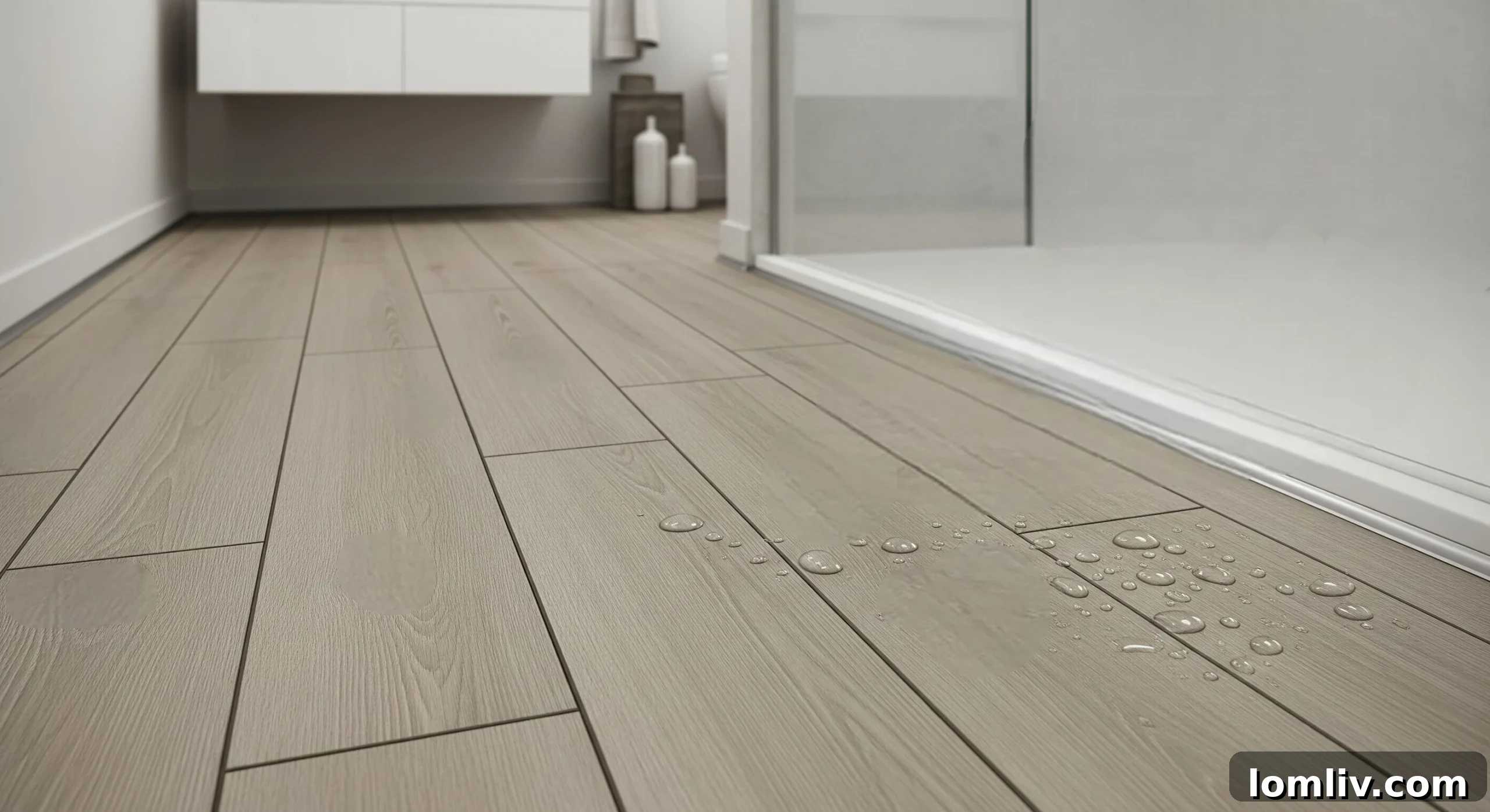 Bathroom floor with water-resistant vinyl planking