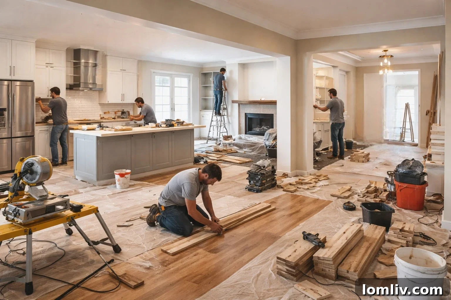 Modern kitchen during a comprehensive home remodel in Texas
