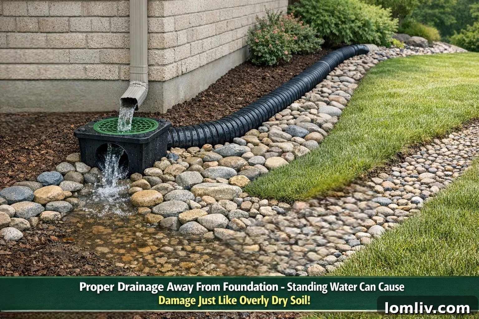 Surface drainage system around a house