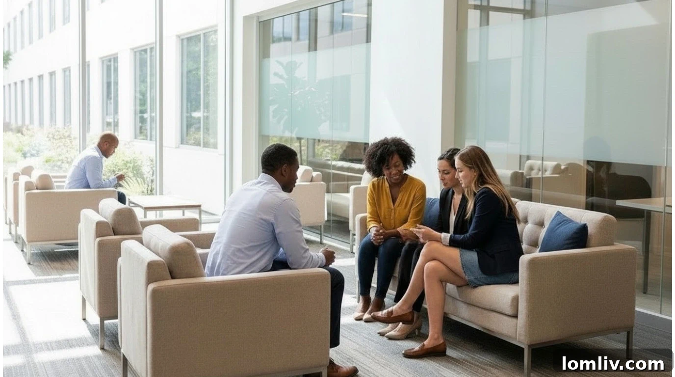 Smiling business people in a comfortable office