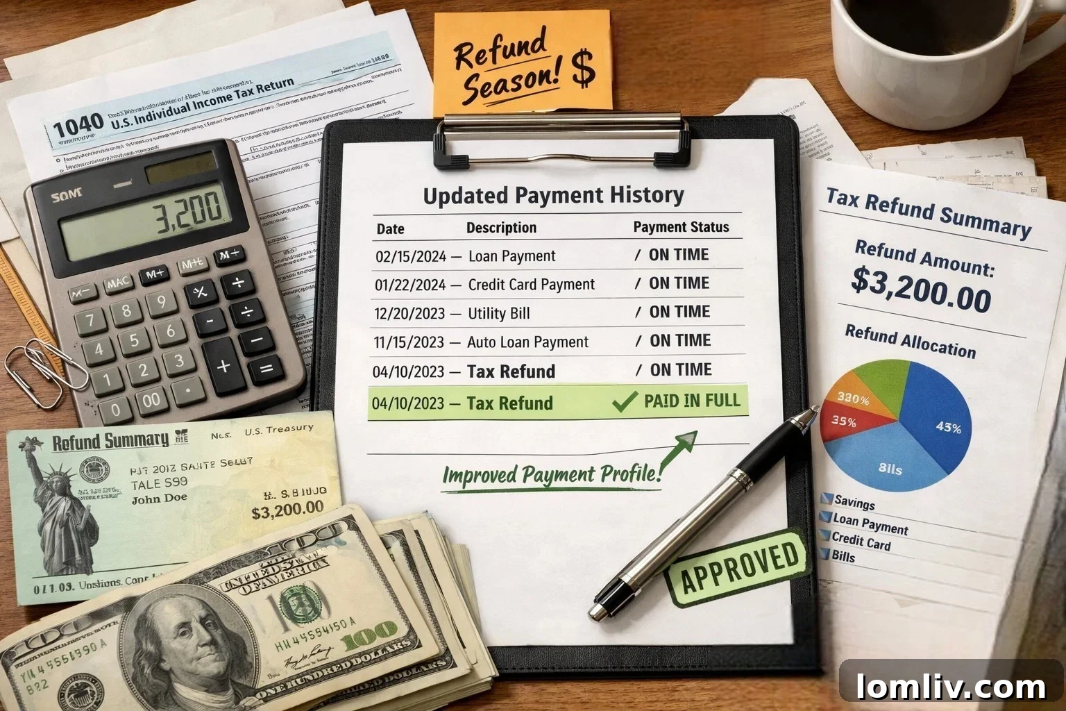 Tax documents and a calculator, symbolizing tax season