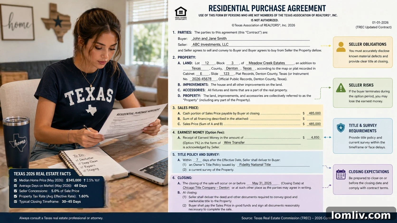 Selling in Texas: Navigating Real Estate Contracts as a Seller 2 Texas Residential Purchase Agreement Document