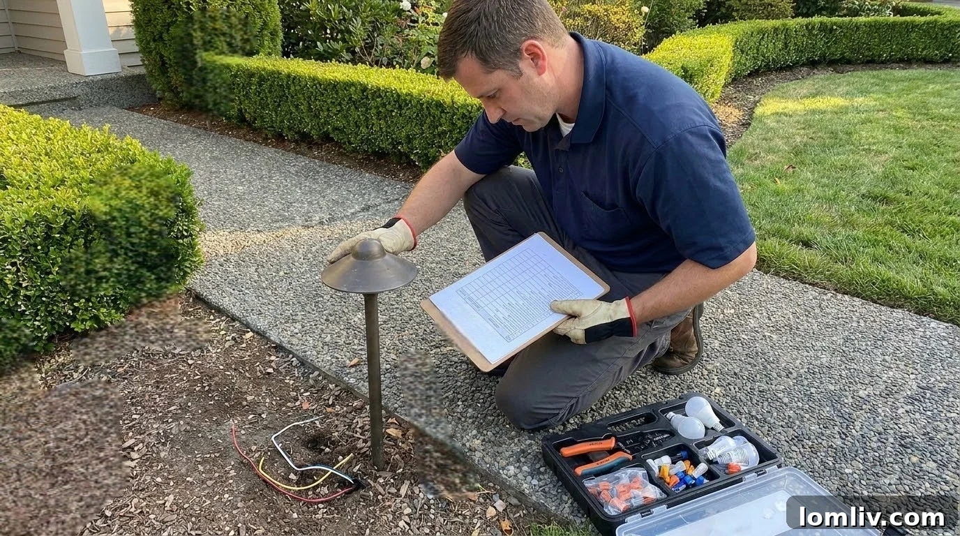 Rental Property Pathway Lighting: Advantages and Potential Pitfalls 3 Pathway lighting installation in progress, highlighting costs and maintenance needs for rental properties.