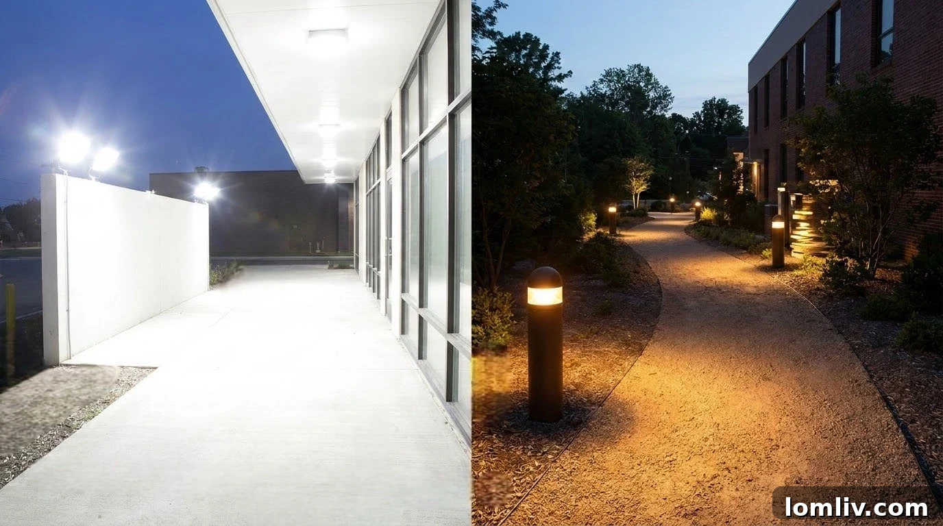 Rental Property Pathway Lighting: Advantages and Potential Pitfalls 5 Incorrectly installed pathway lighting, demonstrating common design mistakes that reduce investment value.