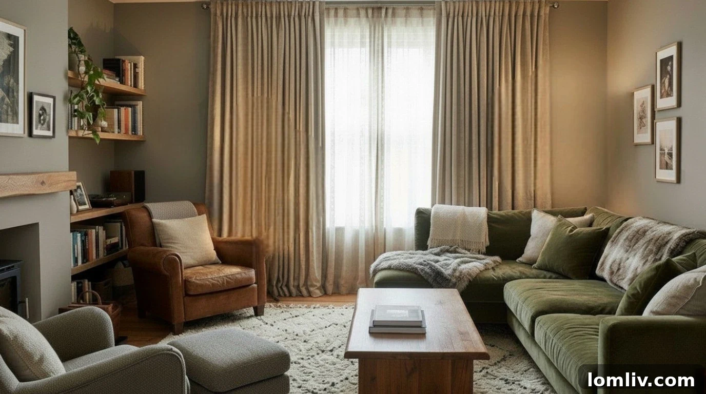 Soundproofing Curtains Hype or Help 2 A well-lit living room featuring heavy, floor-length soundproof curtains that enhance the room's acoustics.