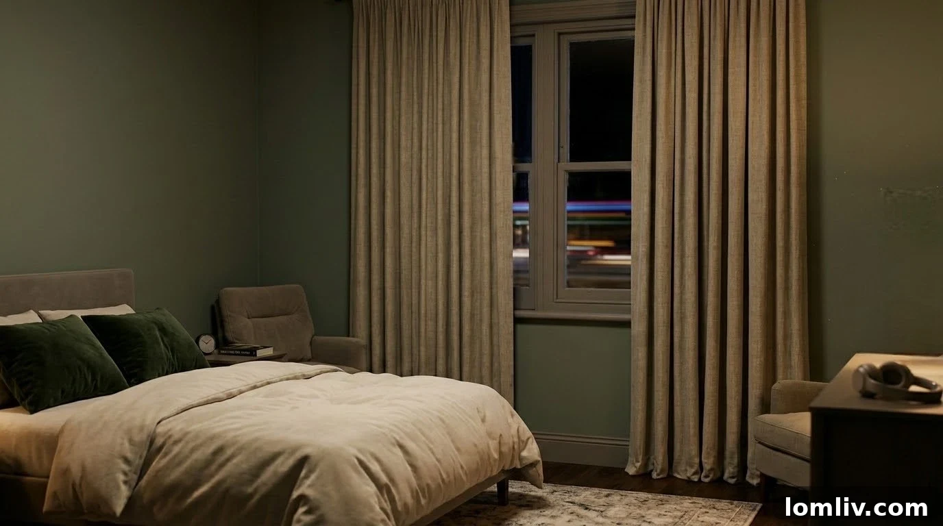 Soundproofing Curtains Hype or Help 4 A peaceful home office with sound-absorbing curtains creating a focused work environment.
