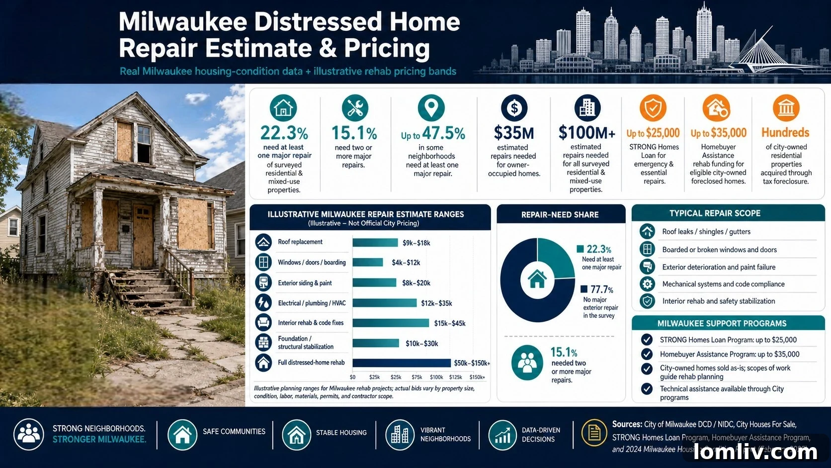 Valuing Troubled Milwaukee Properties in a Changing Market 3 Interior of a home needing significant repairs, showing damaged walls and floors.